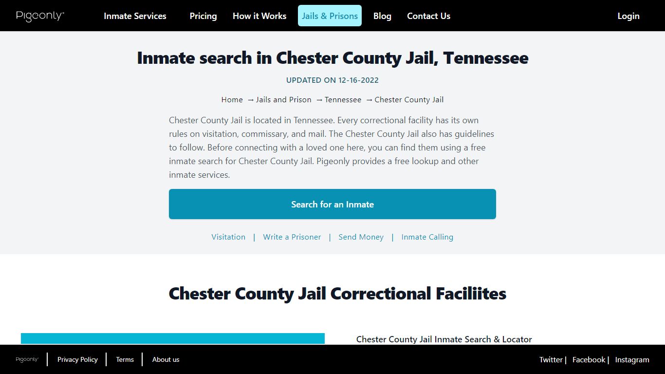 Inmate Search Chester County Jail, Tennessee | Pigeonly